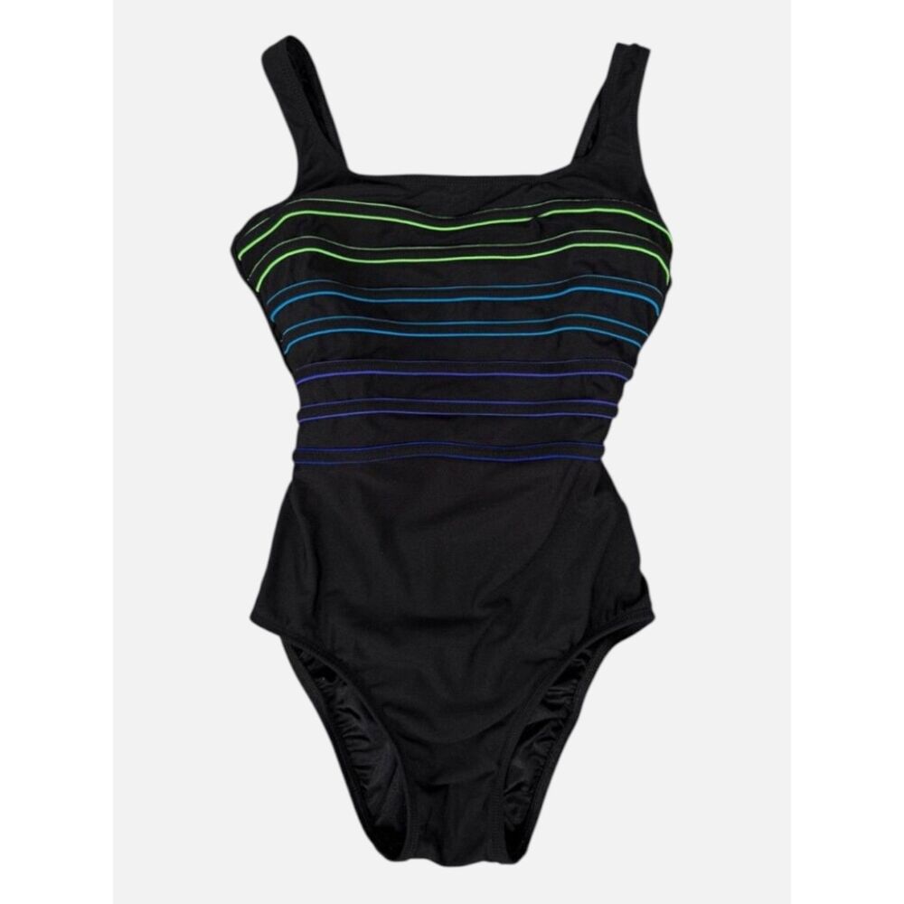 Longitude One Piece Swimsuit Tummy Control Black Slimming Soft Cup Size 8